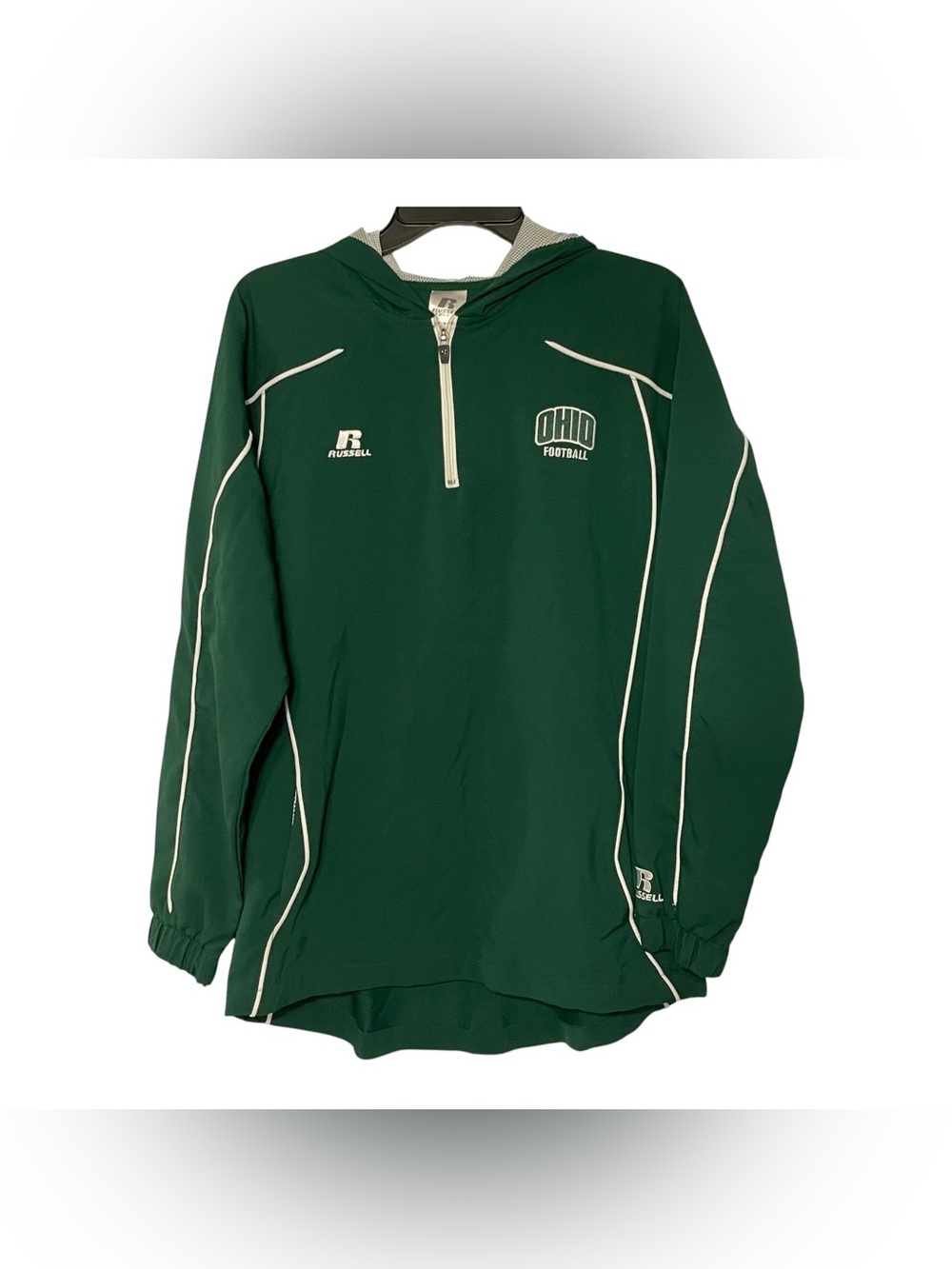 Russell Athletic Ohio Football Jacket Quarter Zip Men’s Lg OU Bobcats Hooded